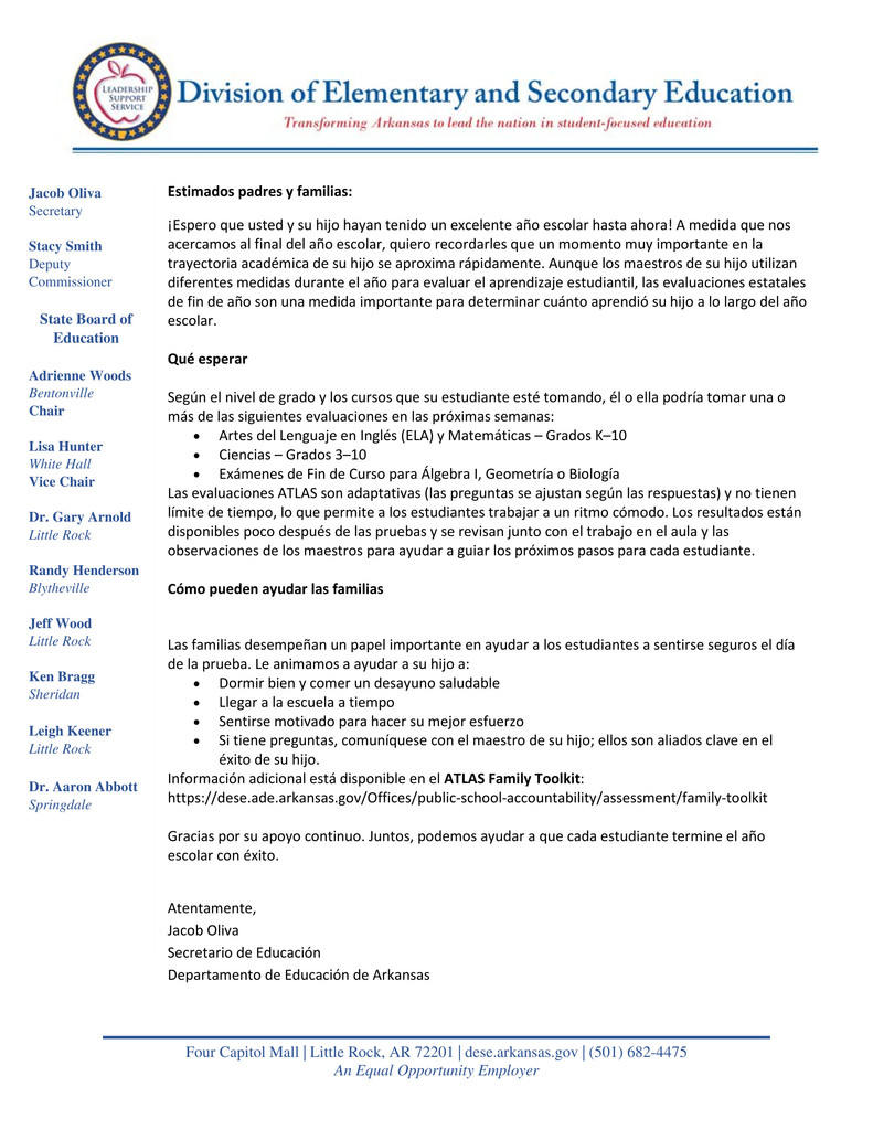 ATLAS Letter in Spanish