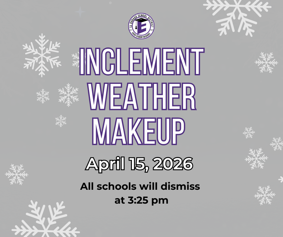 Reminder: All schools will dismiss at 3:25 p.m. tomorrow, Wednesday, April 15, to make up for inclement weather time.