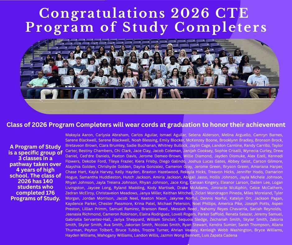 2026 CTE Program of Study Completers
