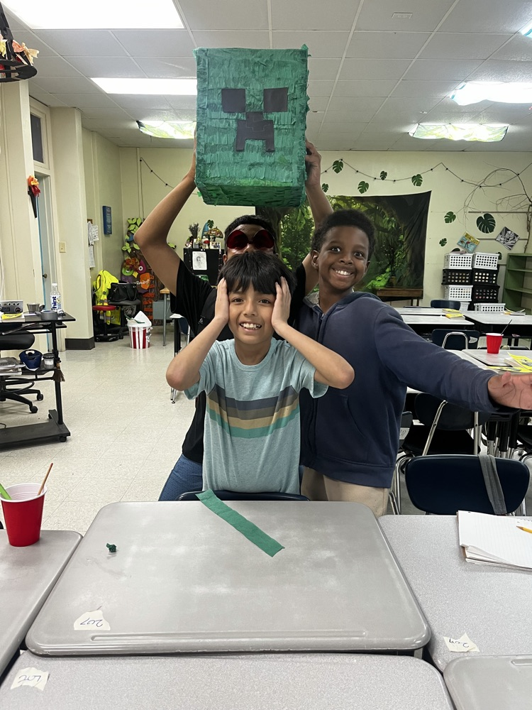 students and piñata  