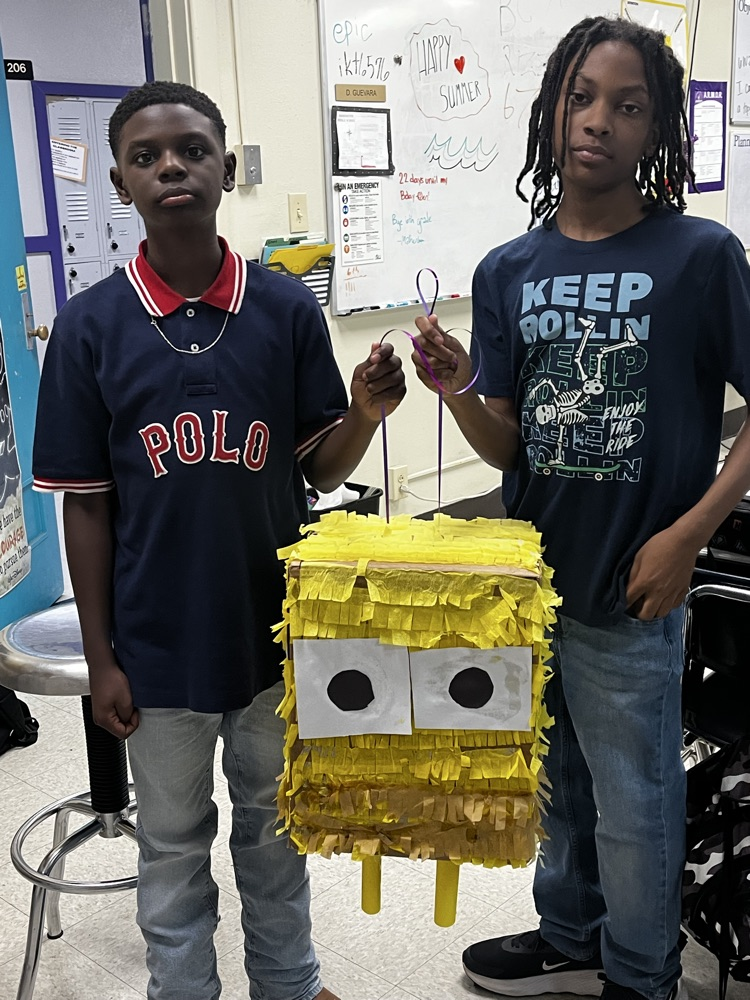 students and piñata  