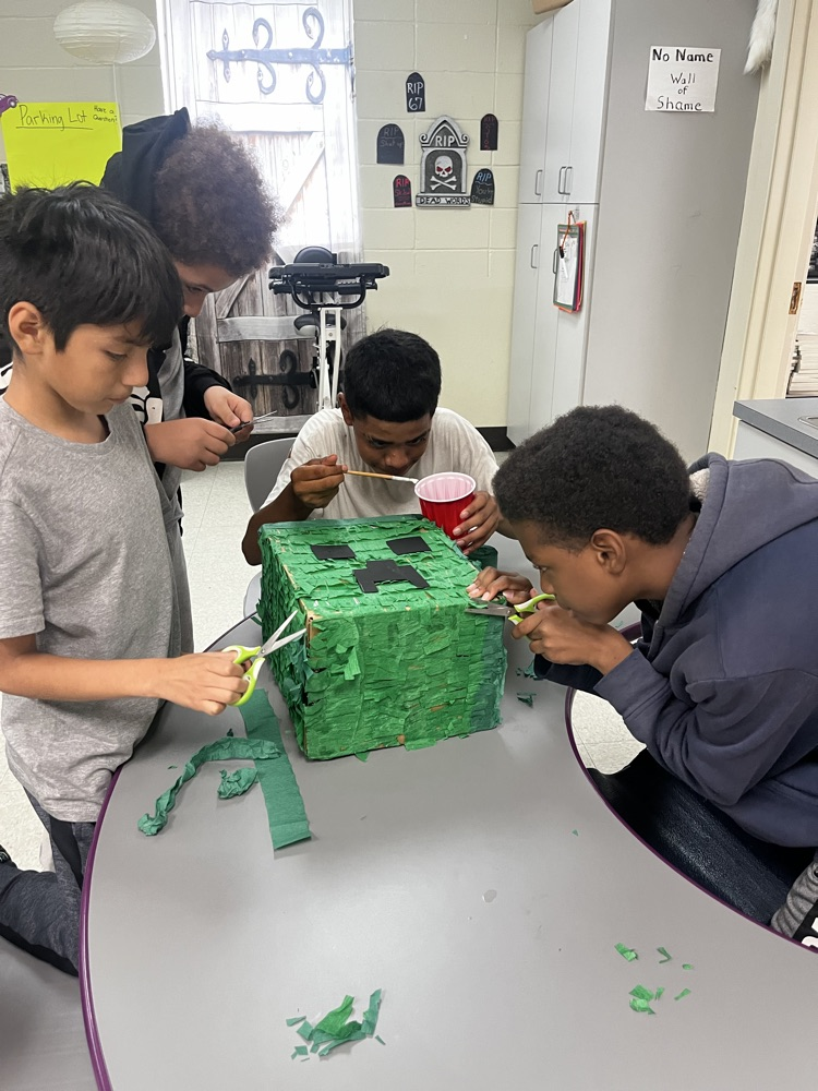 students and piñata  
