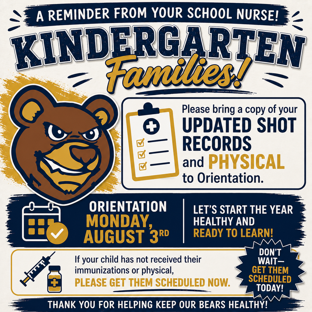 kindergarten families need to bring a copy of shot records and physical