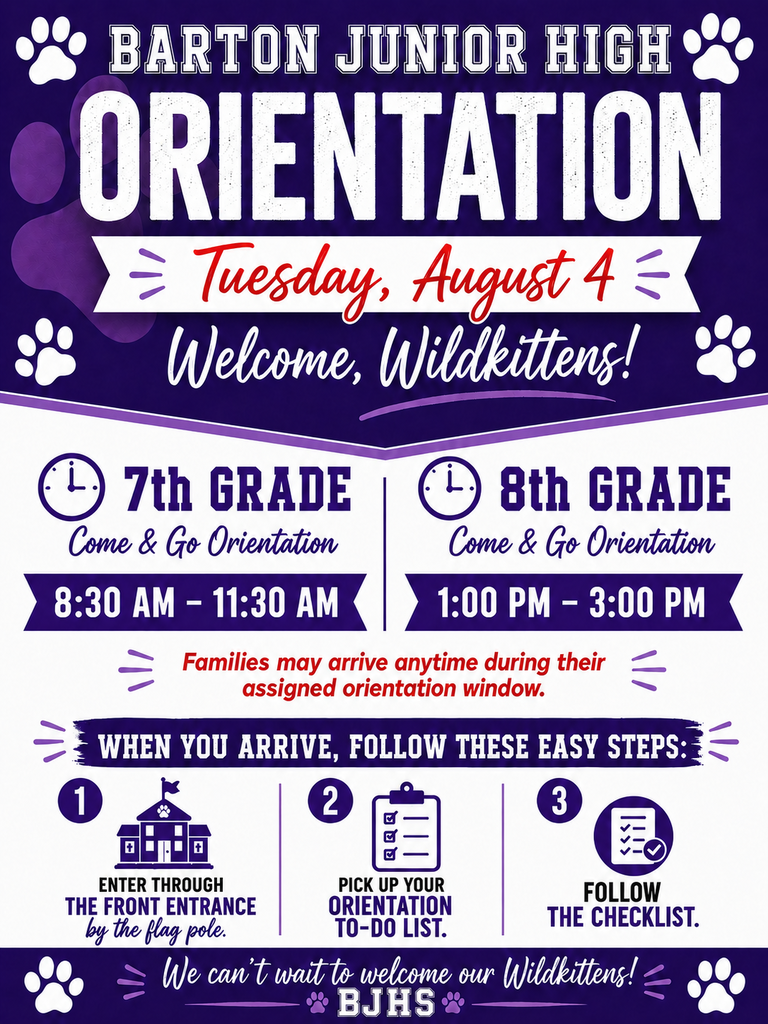 Don't miss BJHS Orientation on Tuesday, Aug 4!