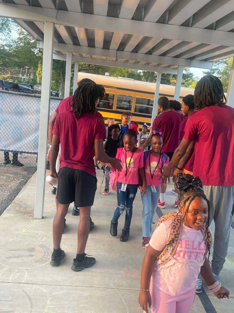stars greeting students