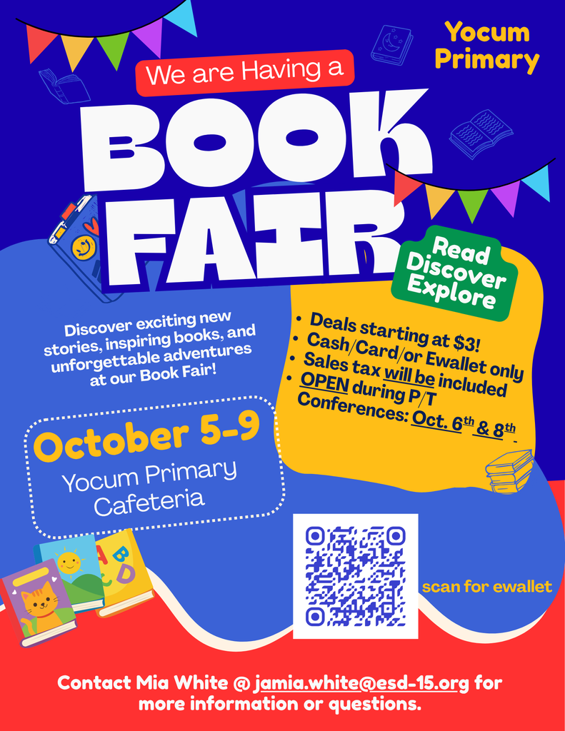yocum primary book fair flyer that states the dates are October 5 through 9