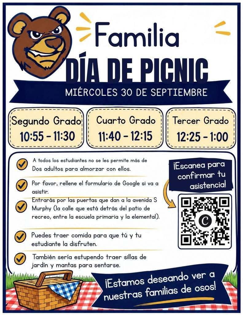 family picnic day flyer in spanish