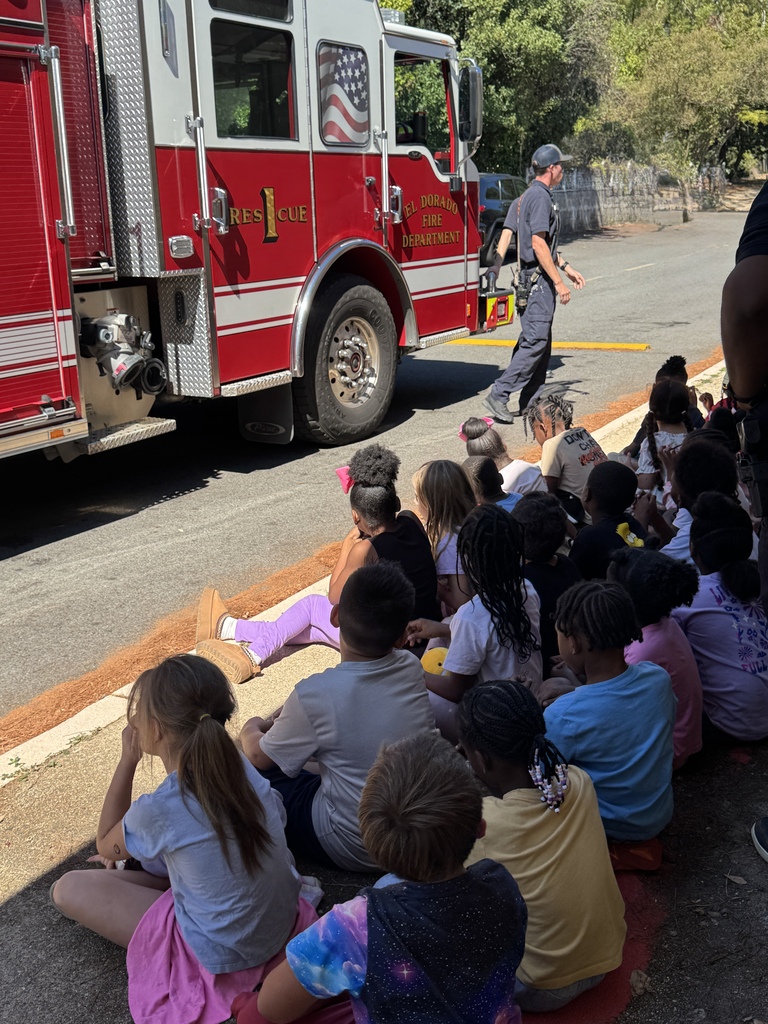 students and a firetruck