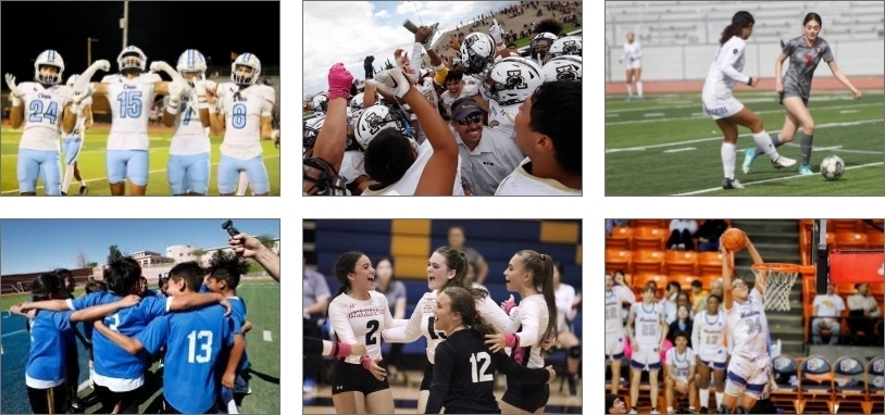 A collage of sports images