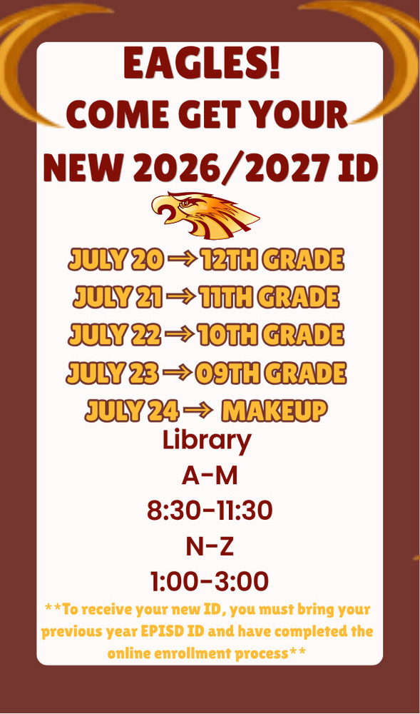 New student IDs July 20 to 24 in library