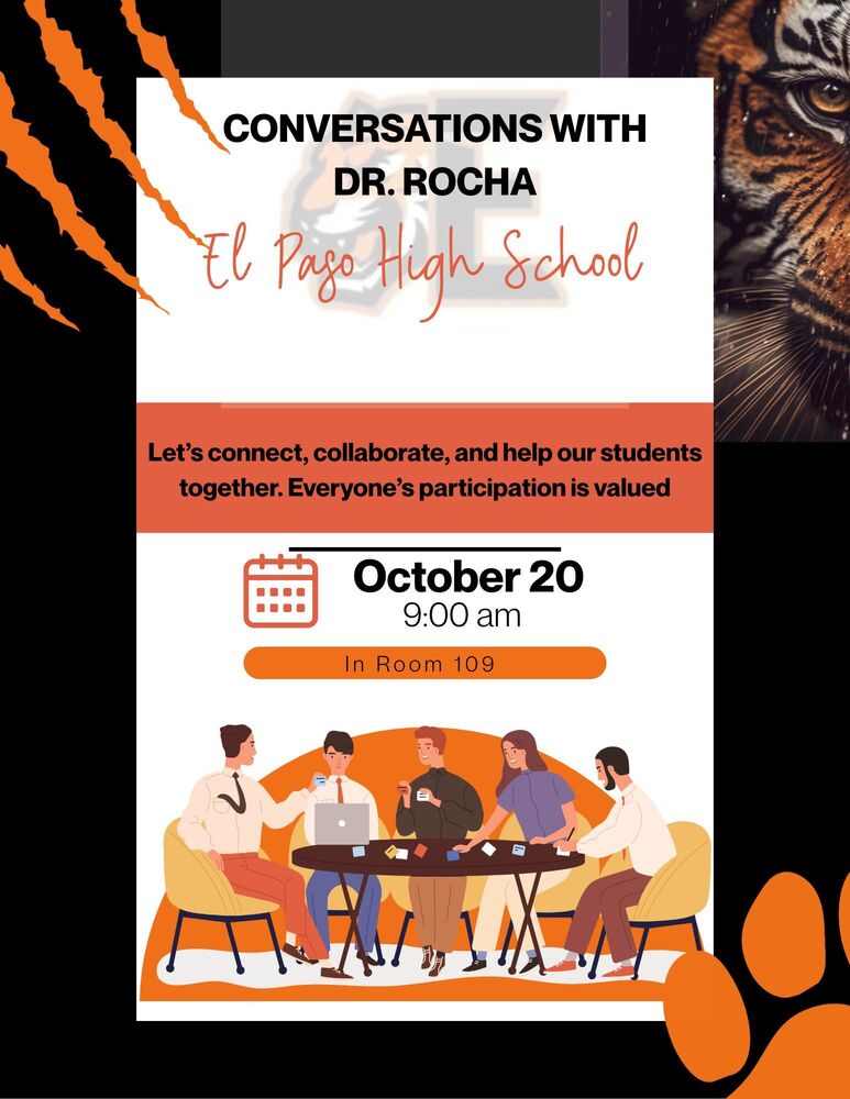 Flyer inviting parents to conversations with Dr. Rocha