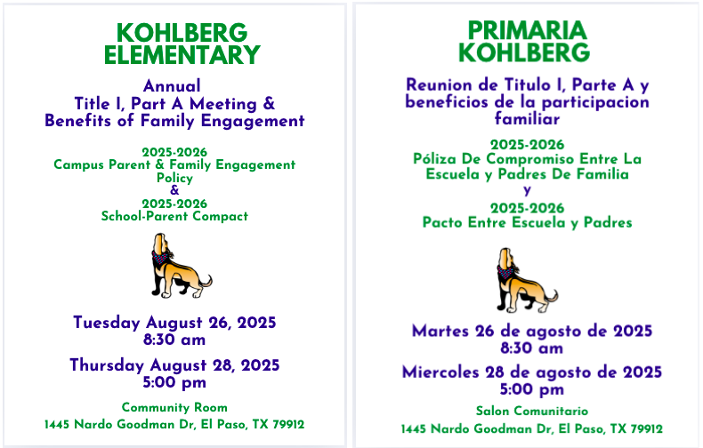 Kohlberg Elementary Annual Title I, Part A Meeting & Benefits of Family Engagement