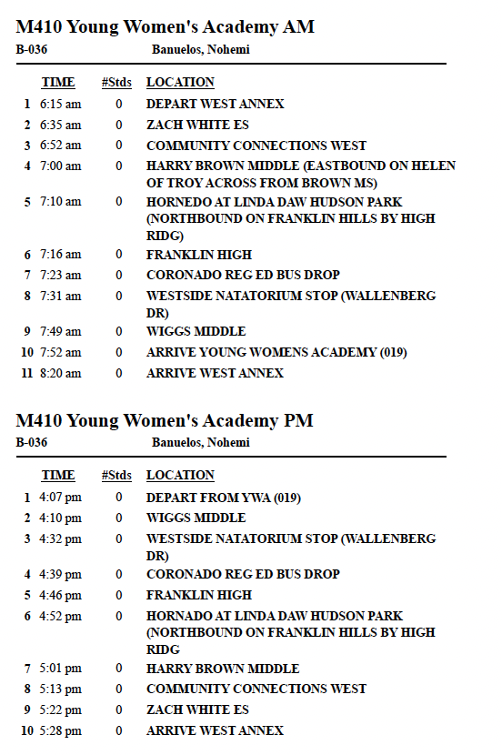 Bus 36 new schedule