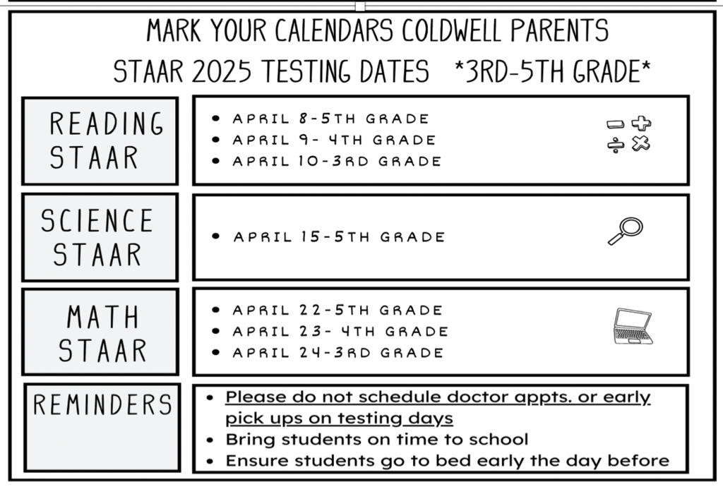 MARK YOUR CALENDARS Coldwell Parents