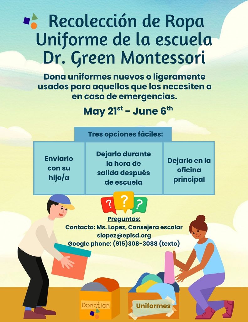 Dr. Green Montessori Uniform Clothing Drive
