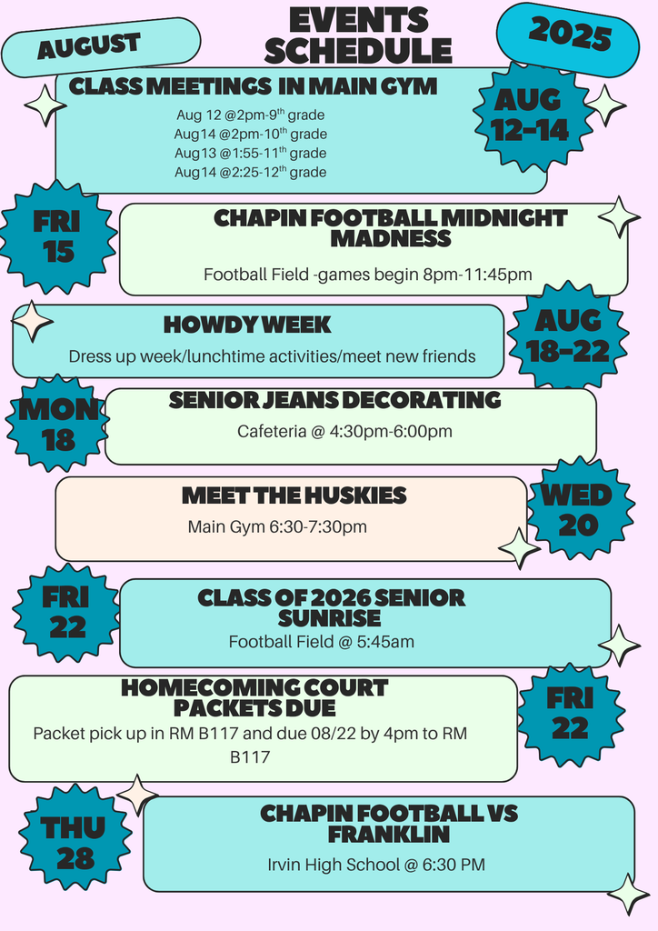 August Events Flyer