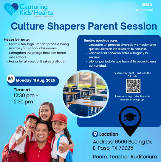 Culture Shapers Parent Session Monday Aug 11 at 12:30PM