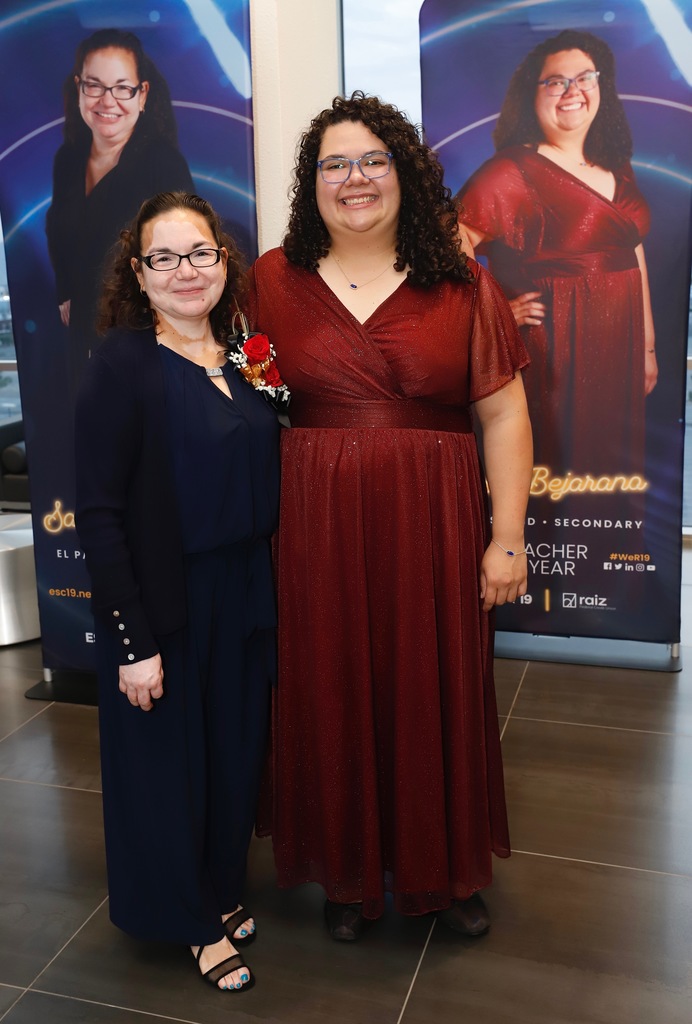 Sandra Iglesias from Cielo Vista Elementary School, and Mary Bejarano from Hornedo Middle School smile for a photo