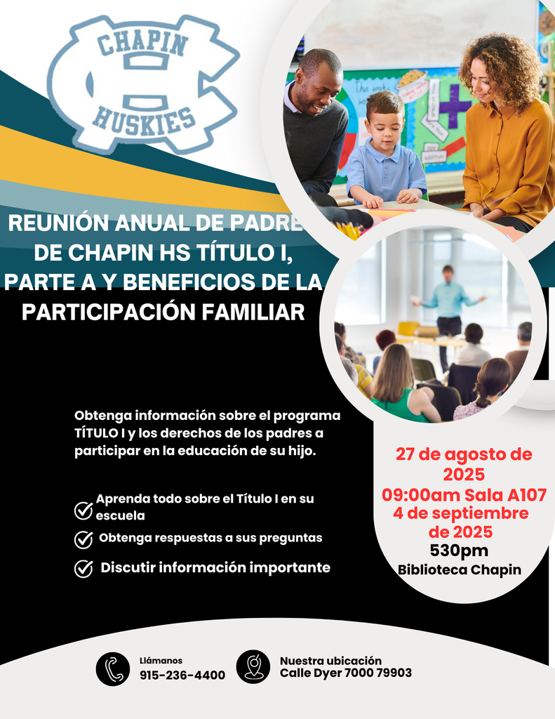 Chapin Title I Parent Meeting 530pm 4 Sep 2025