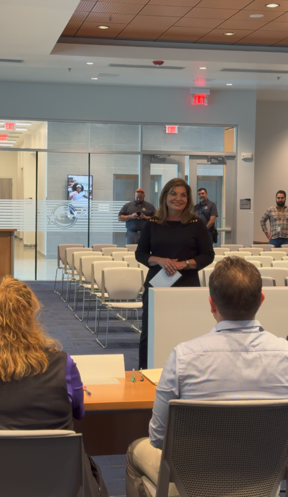 Interim Superintendent Martha Aguirre speaks to El Paso ISD staff before Operation Search Telethon