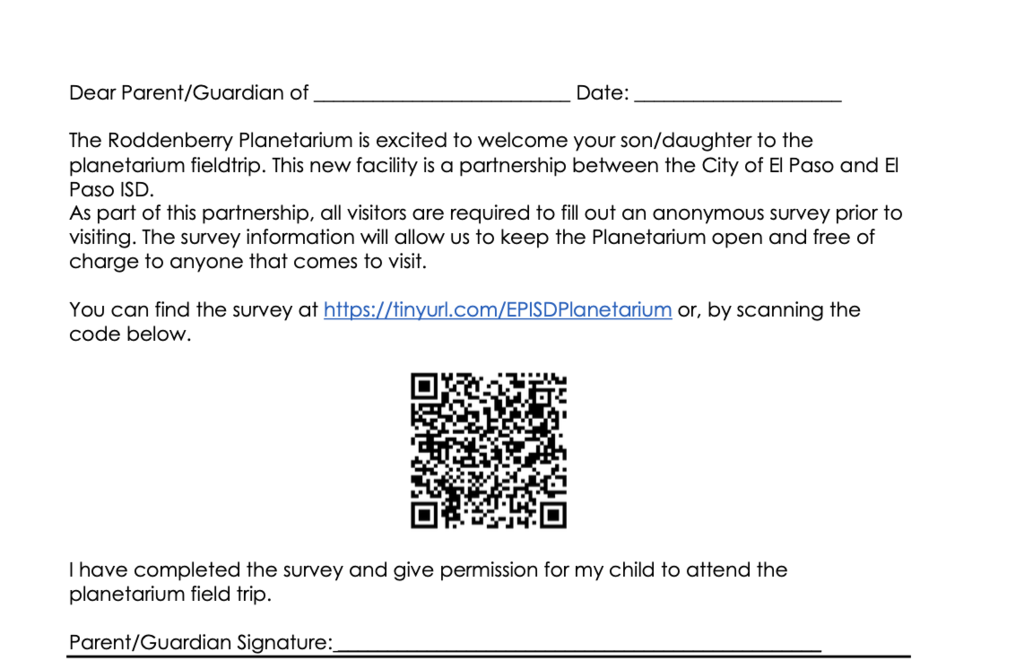 permission slip for 7th grade fiel trip