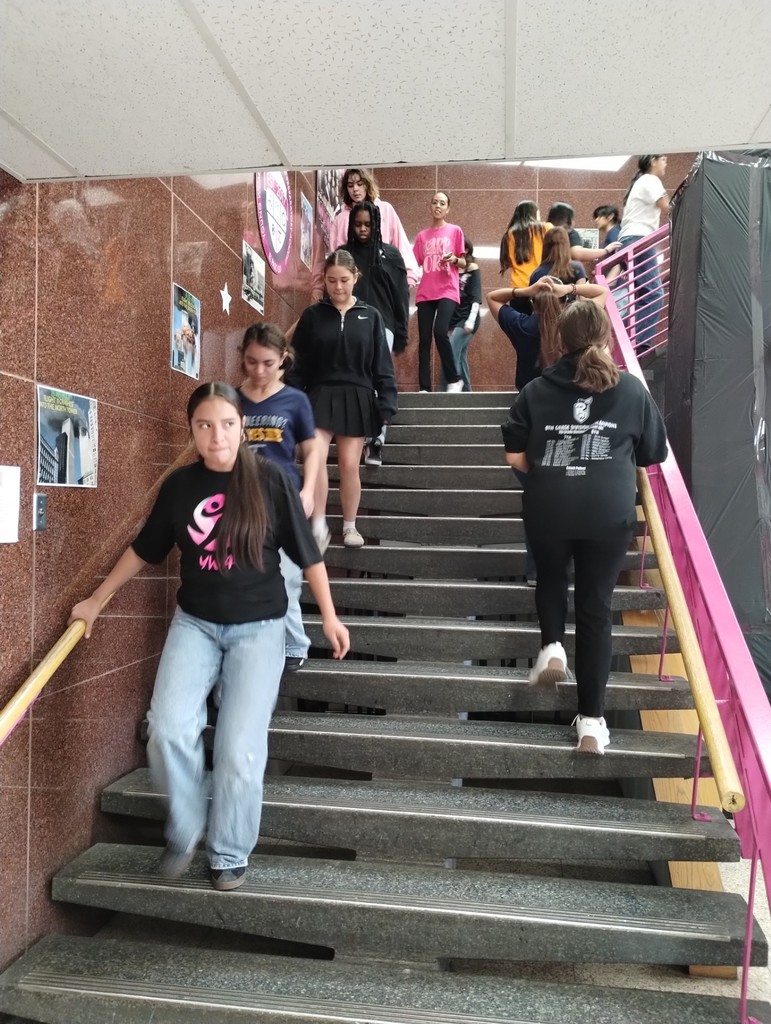 El Paso ISD students climb stairs at Young Women's STEAM Prep Academy to honor the courage of first responders and to solemnly remember the lives lost on 9/11. 