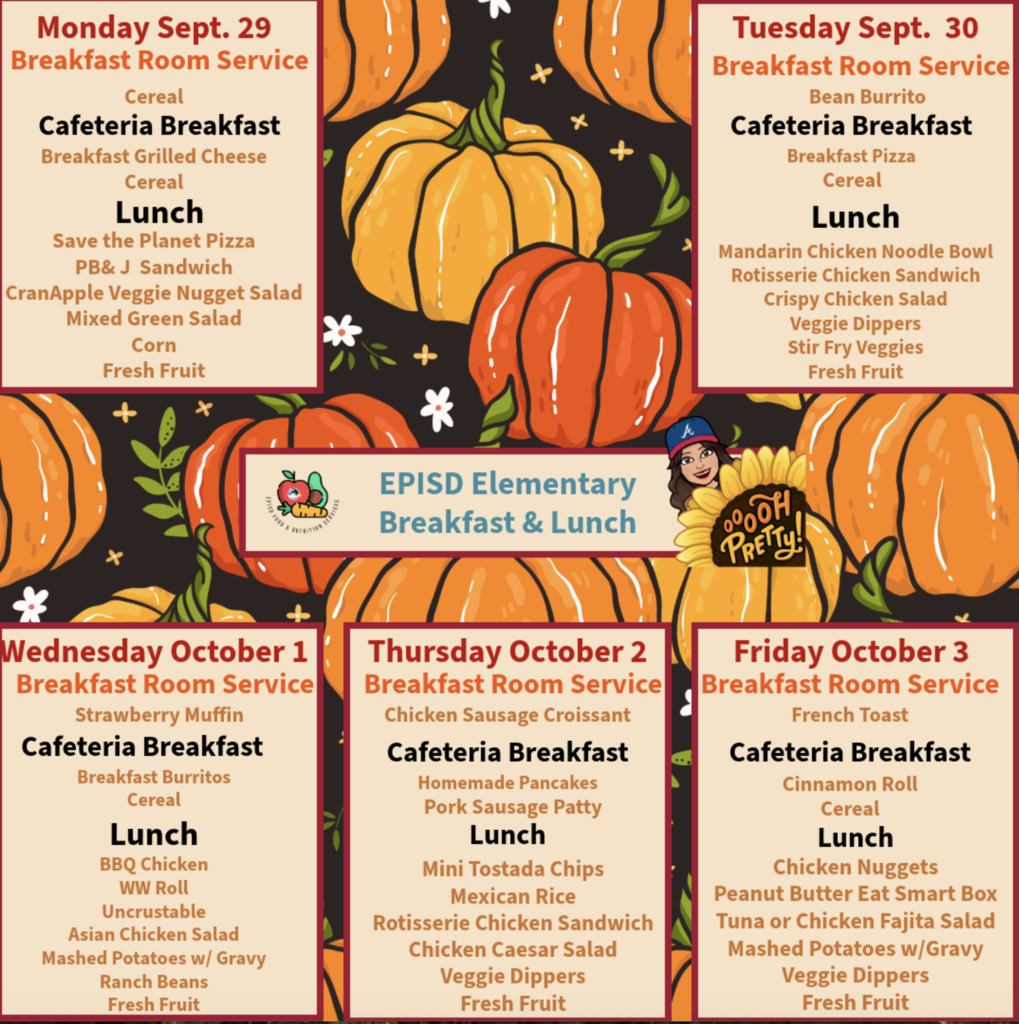 Lunch menu week 9