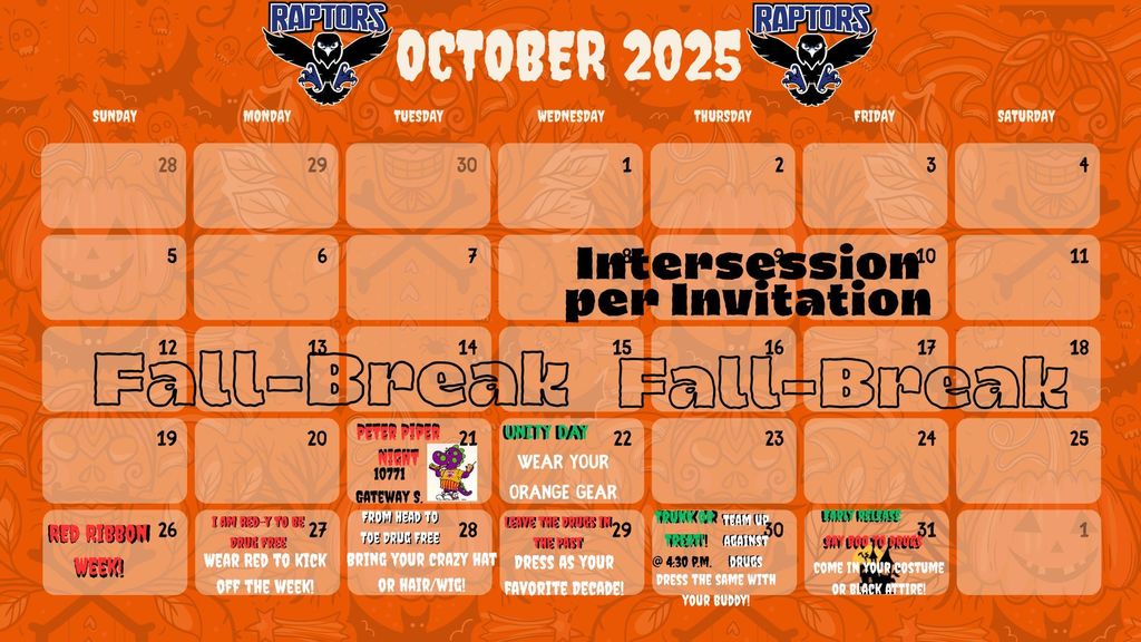 Torres Elementary October Calendar 