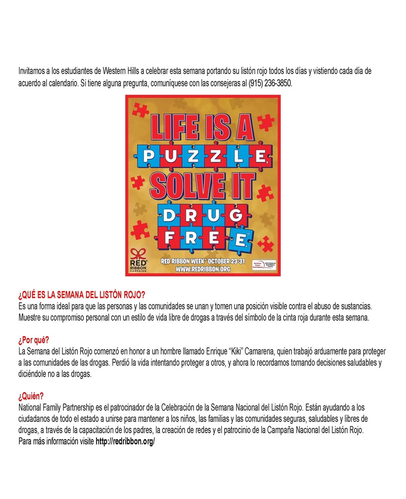 Spanish Red Ribbon Week