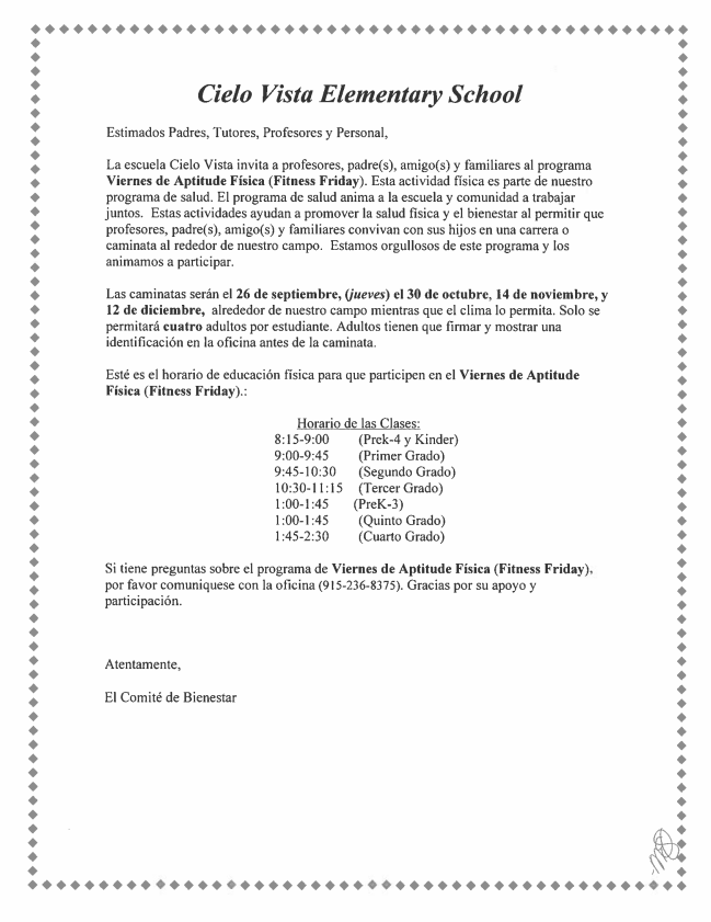 Fitness Friday Spanish flyer
