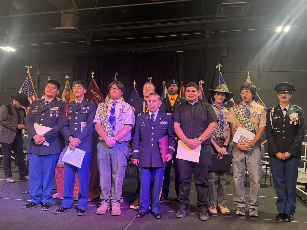 At the Massing of the Colors event, JROTC Cadets from Bowie, Burges, and Franklin joined veteran organizations, the U.S. Army, and the Boy Scouts of America to present their unit flags and pay tribute to the service and sacrifice of military members.