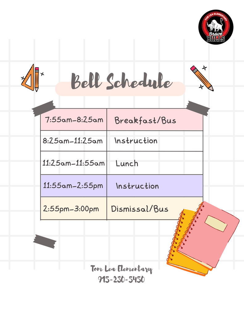 Bell Schedule for intersession