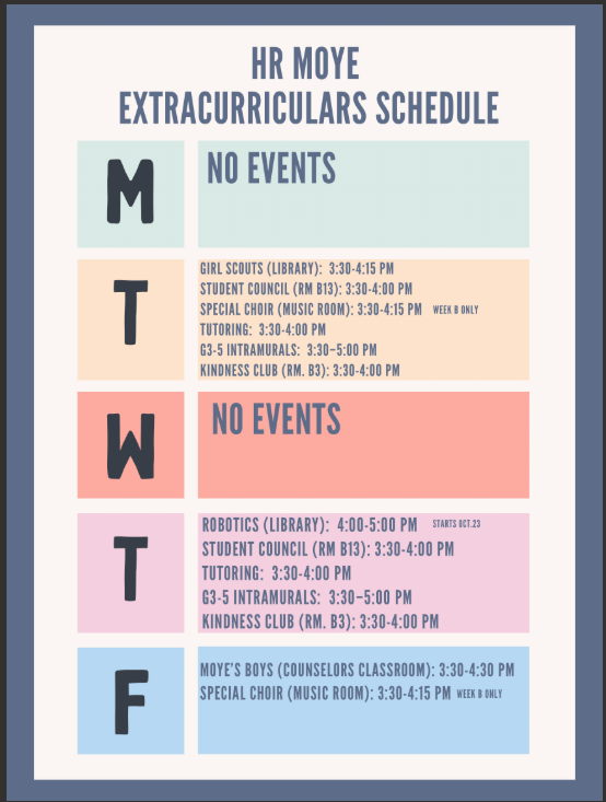 After School Activity Schedule