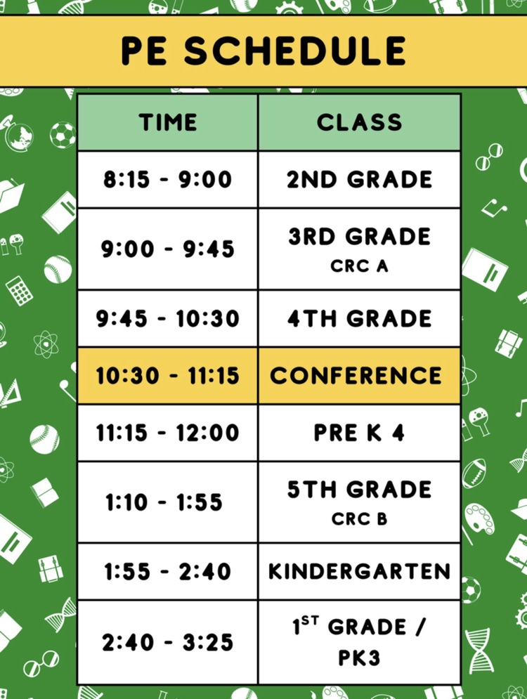 PE schedule