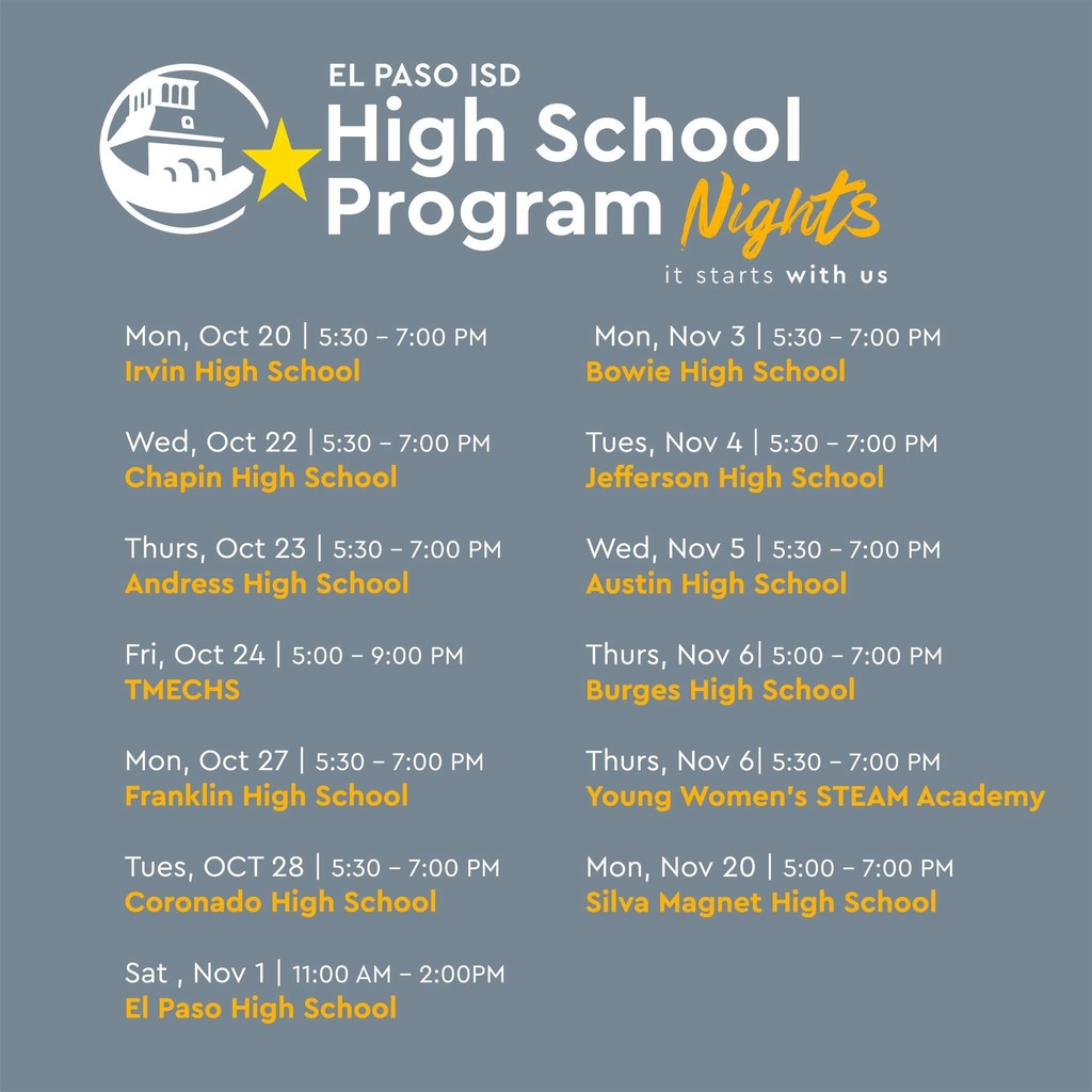 Andress High School hosting High School Program Night at 5:30-7pm inside the PAC