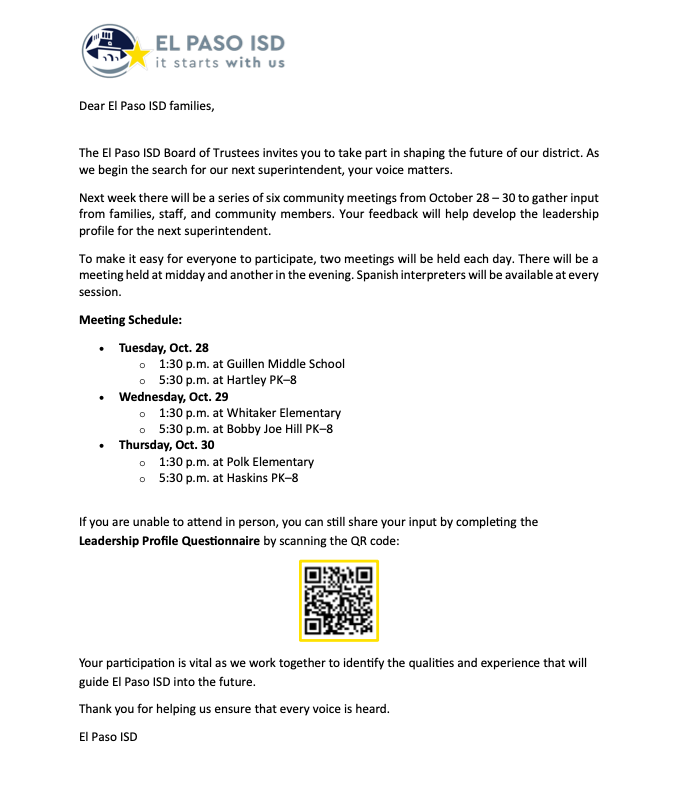 District Community Meetings