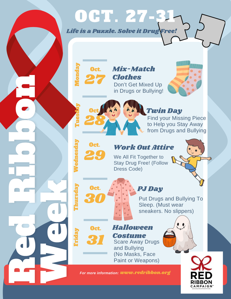 Red Ribbon Week Dress-Up Days – October 27–31