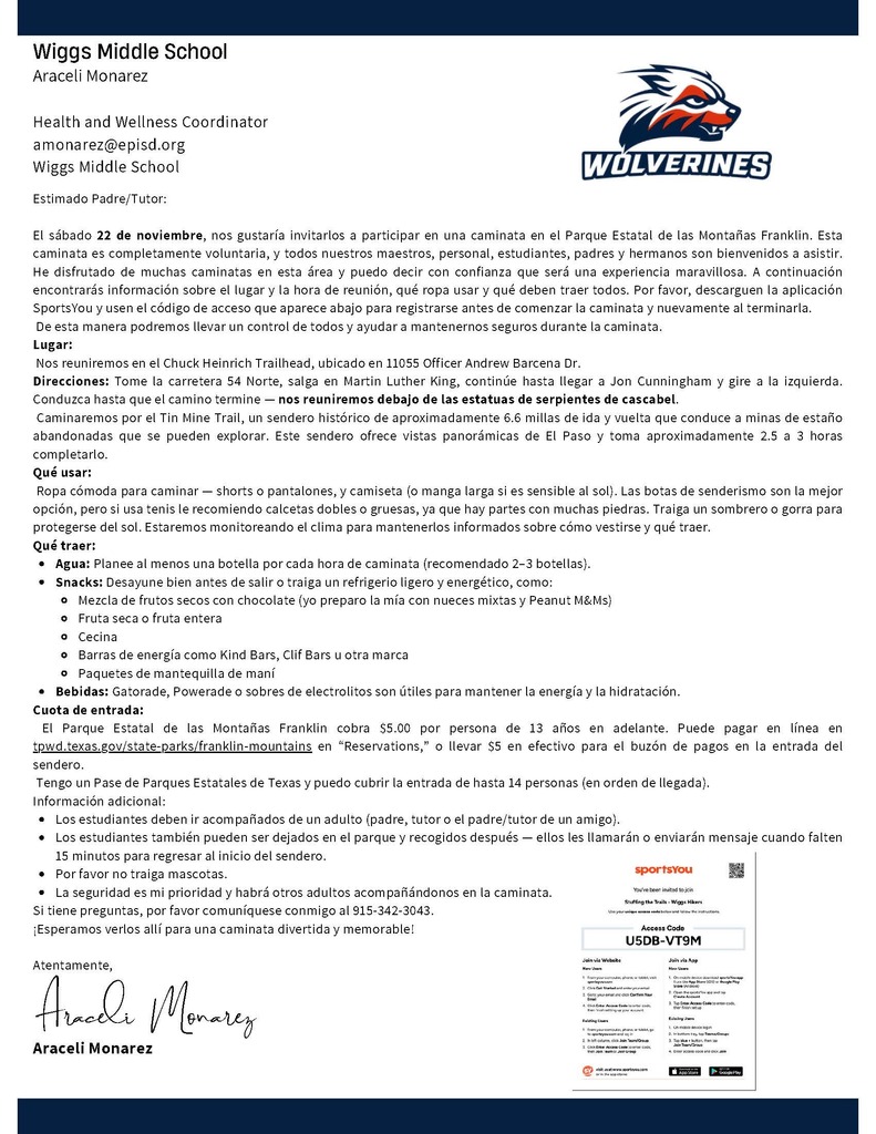 Health and Wellness Hike (SPANISH)