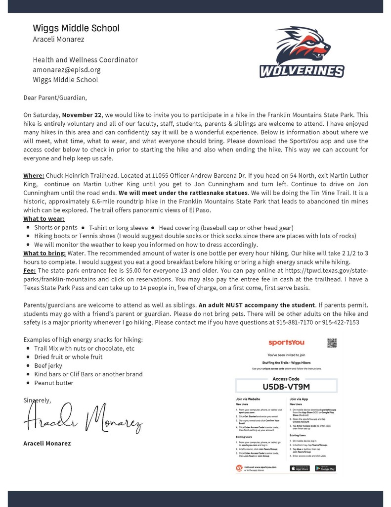 Health and Wellness Hike (ENGLISH)