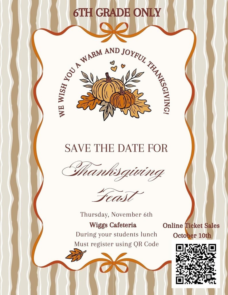 Thanksgiving Luncheon Flyer for 6th Grade
