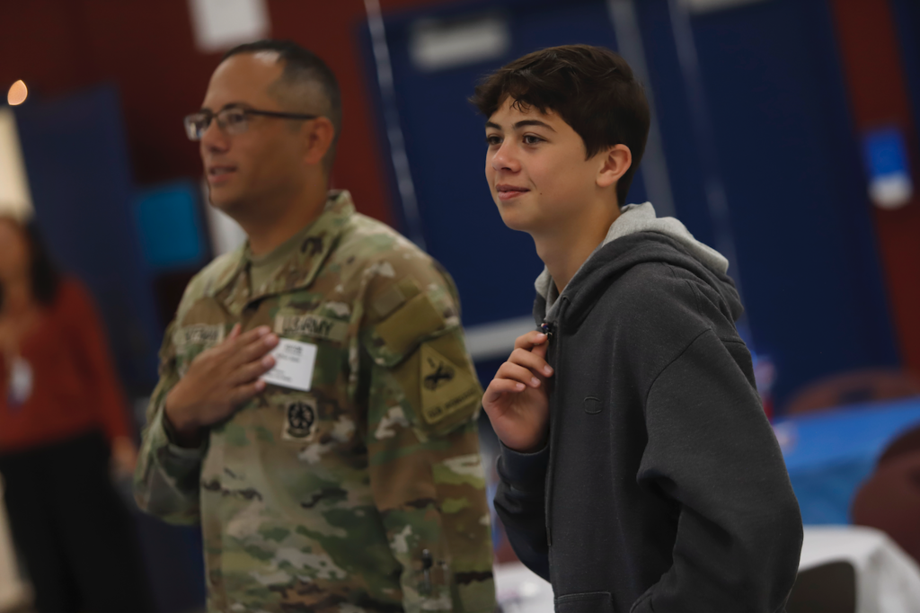 Canyon Hills Middle School student and parent smiling