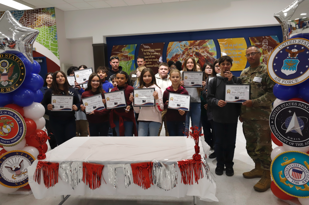 Canyon Hills Middle School military-connected students who were recognized for their families dedication and service.