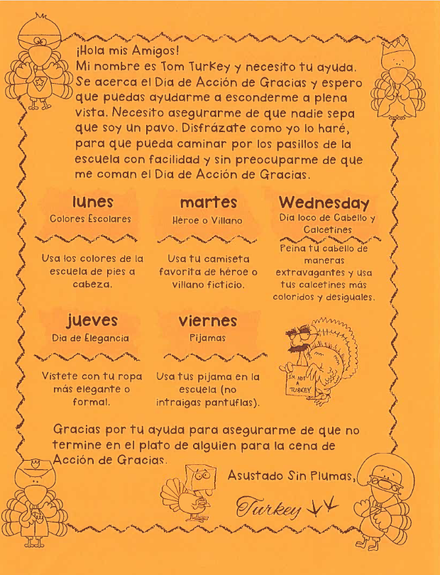 Thanksgiving Dress up spanish