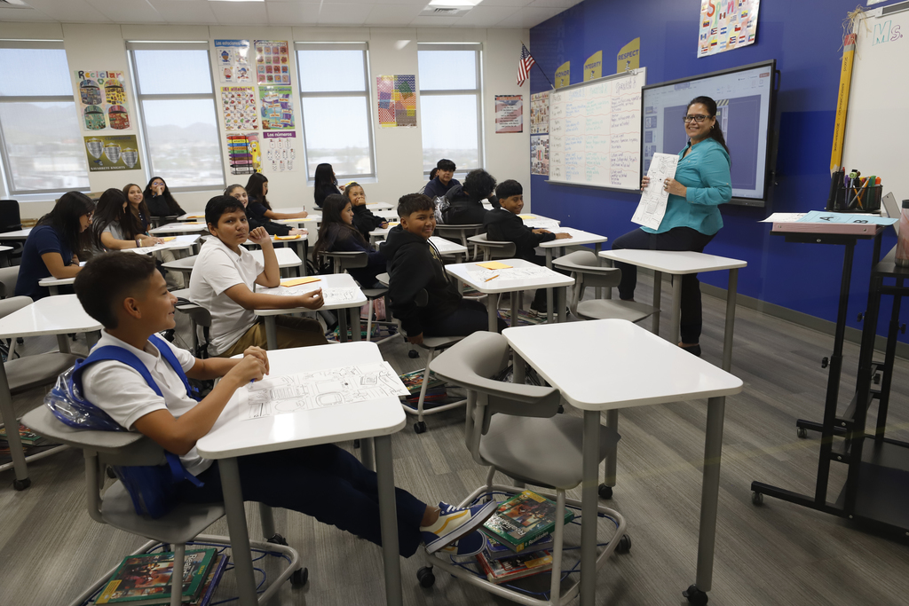 Navarrete Middle School teacher teaching during class