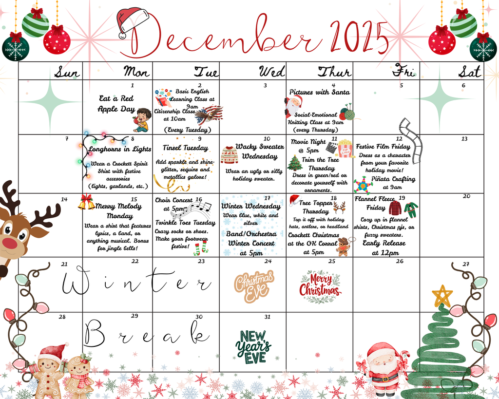 White Red Playful Retro Christmas Doodle December 2025 Monthly Calendar (Canvas (Landscape)) (2)