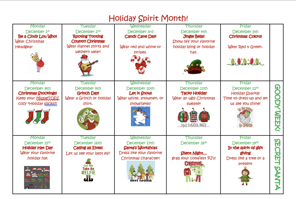 Holiday Spirit Month