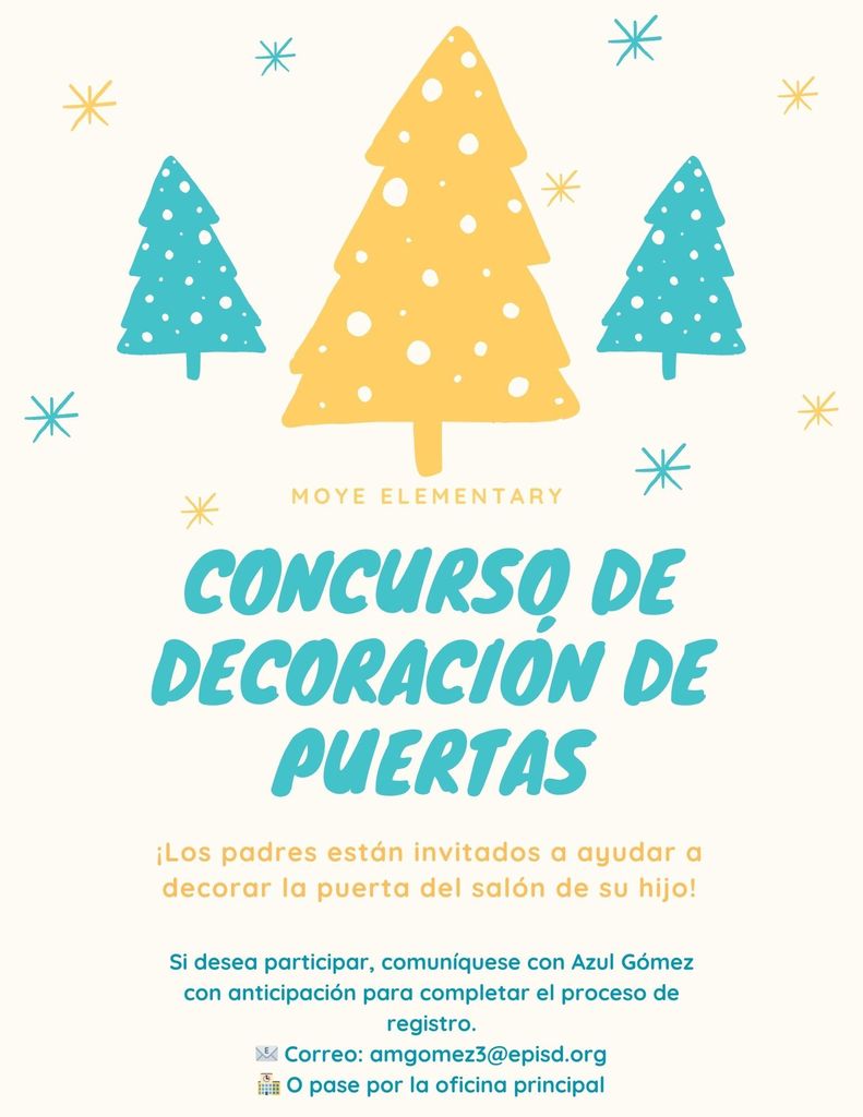 concurso de decoracion de puertas. padres estan invitados a ayudar
