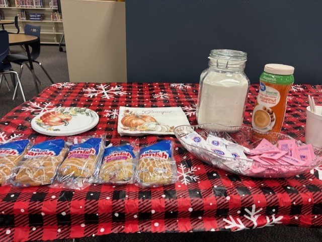 Latte with the librarian set up 