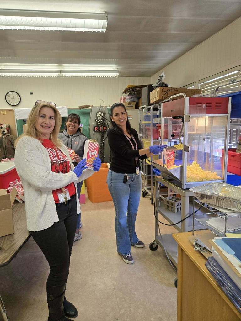 Whitaker Elementary students prepping popcorn