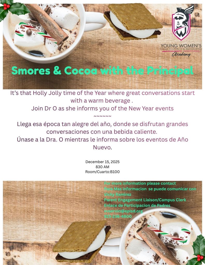 1215    12 PM Smores and Cocoa with the Principal